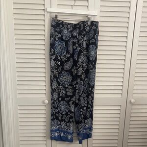 LOFT Navy and Light Blue Floral Pants